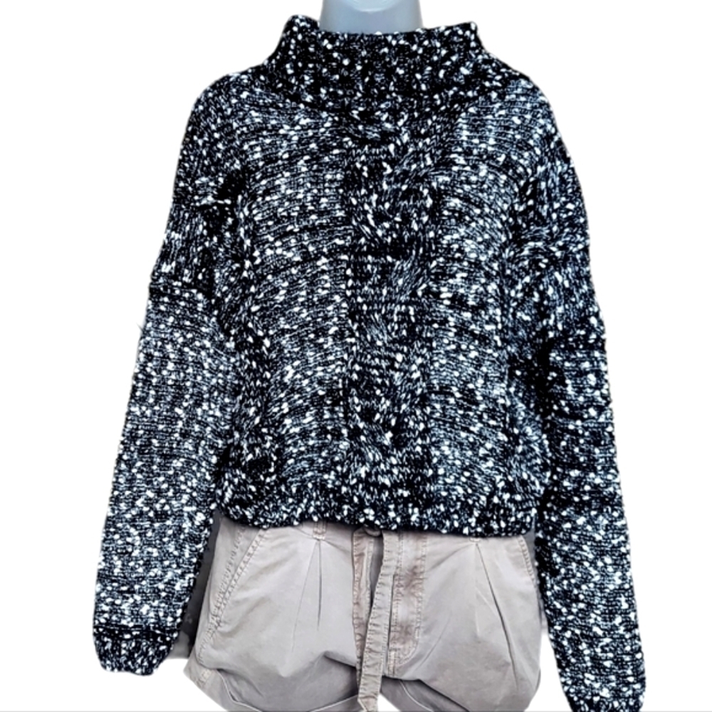 P Luca Milano Cropped Chunky Cowl Neck Sweater